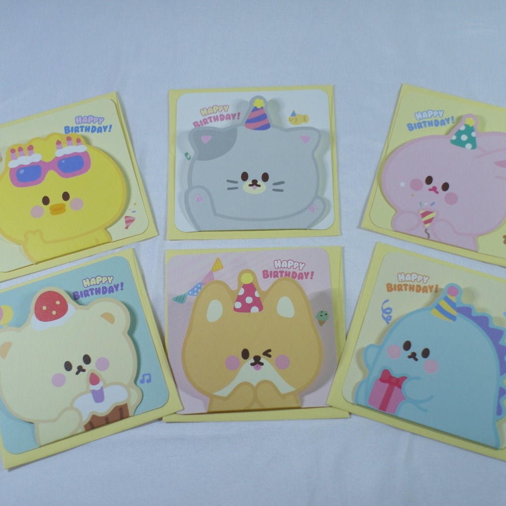 【POCKET FRIENDS】쪼꼬미친구들 迷你生日卡片信封組 (共6款)-細節圖2