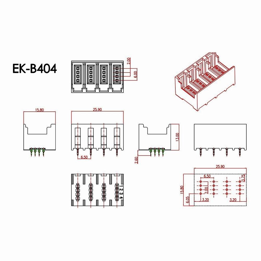 ⚡電世界⚡ E-CON 連接器 4芯 電路板端 EK-B404 插座 XN2D-4471座 [2000-932]-細節圖3