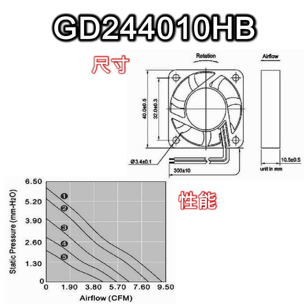 ⚡電世界⚡ GD244010HB DC24V 散熱風扇 滾珠風扇 直流風扇 軸流扇系列 台灣製造 [798-71]-細節圖3