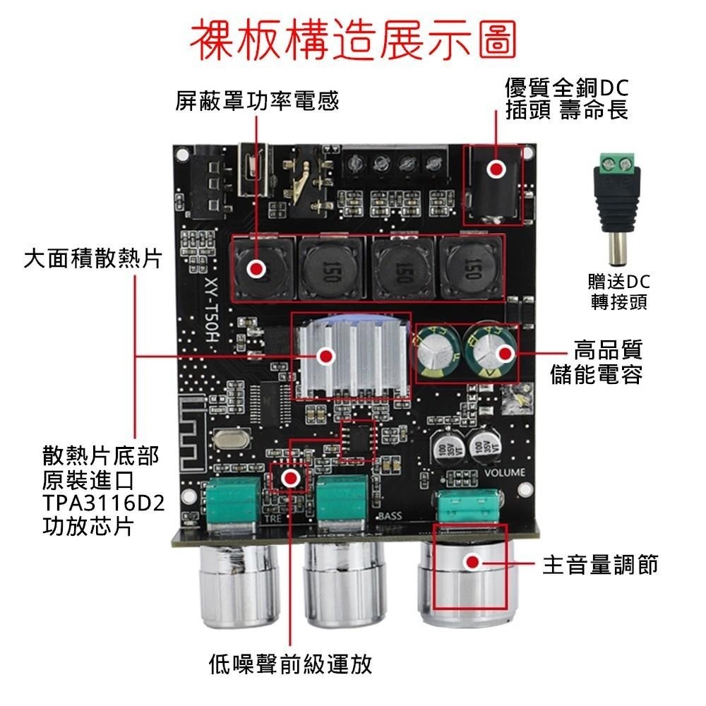 ◀電世界▶XY-T50H 藍牙5.0 前級高低音調整 立體聲數字功放板 [84-41]-細節圖2