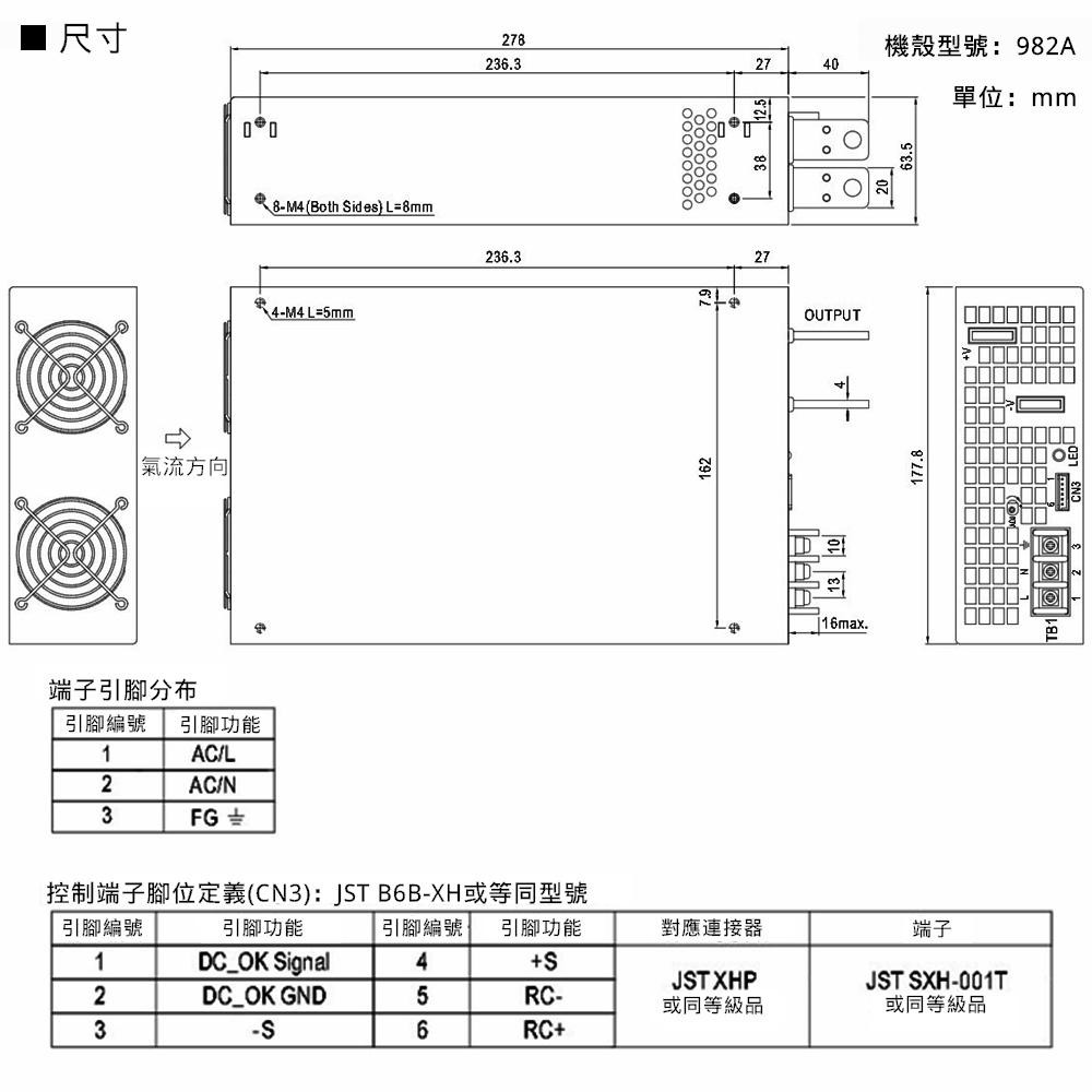 MW明緯 電源供應器 開關電源 SE-1500-15 3.3KG [電世界 401-1500-15]-細節圖5