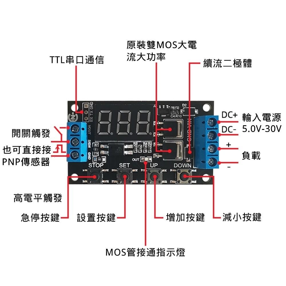 ⚡電世界⚡MOS 開關型觸發循環定時 延時模塊電磁閥控制 5V12V24V ZK-TD4 [64-5]-細節圖2