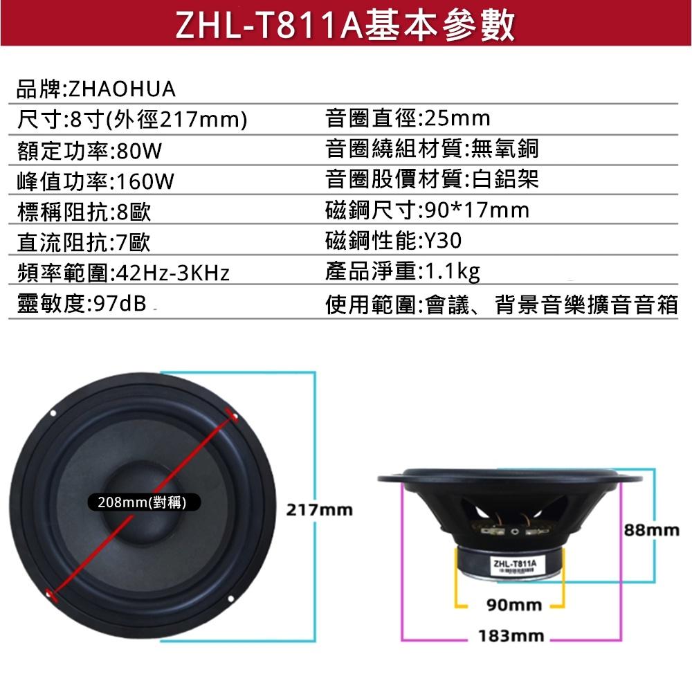 8寸會議喇叭 ZHL-T811A 音箱 會議 擴音 8寸 中低音喇叭 揚聲器 [電世界2000-768]-細節圖2