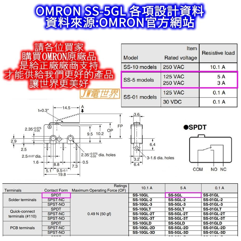 ⚡️電世界⚡️ 日本OMRON 歐姆龍 SS-5GL SS-5GLD SS-5GL2 微動開關限位開關 [106-2]-細節圖3