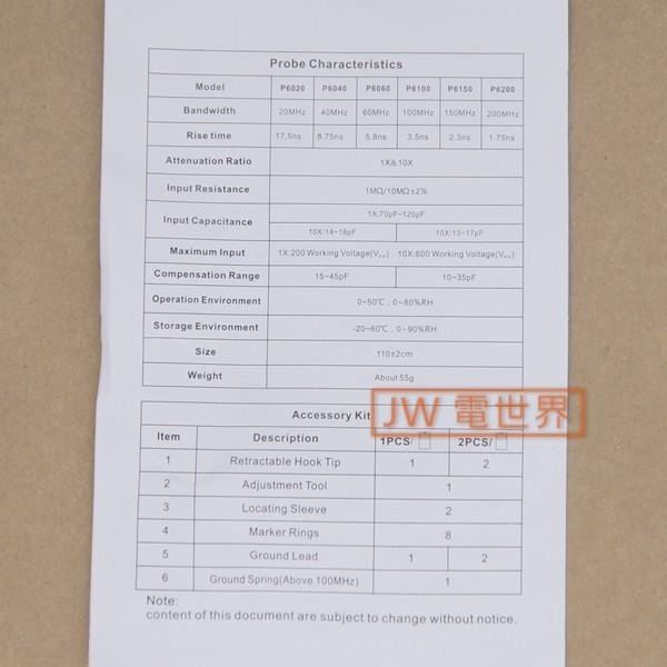 ⚡電世界⚡P6100絕緣BNC歐規100MHz 示波器測試棒 [876-2]-細節圖4