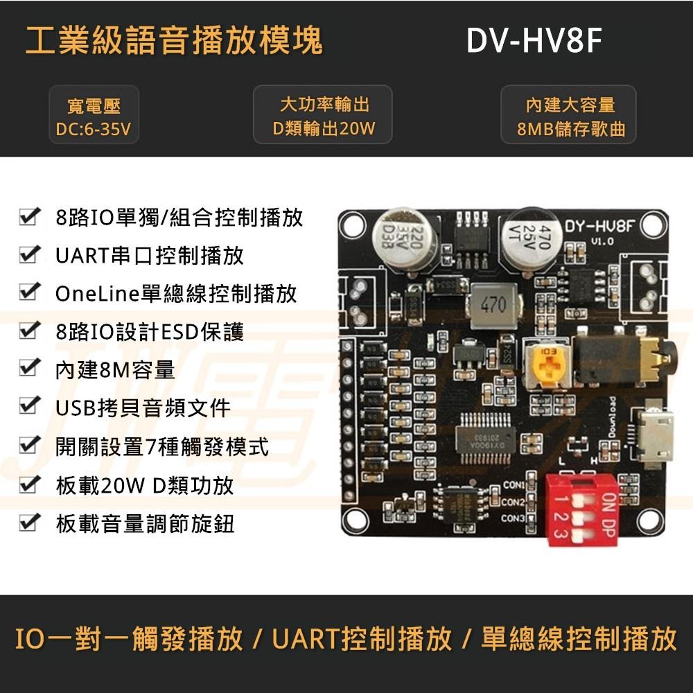 ◀️電世界▶️ 語音播放模組 工業級內建8M可推20W喇叭音量可調 3種控制7種模式 HV8F (233-31)-細節圖2