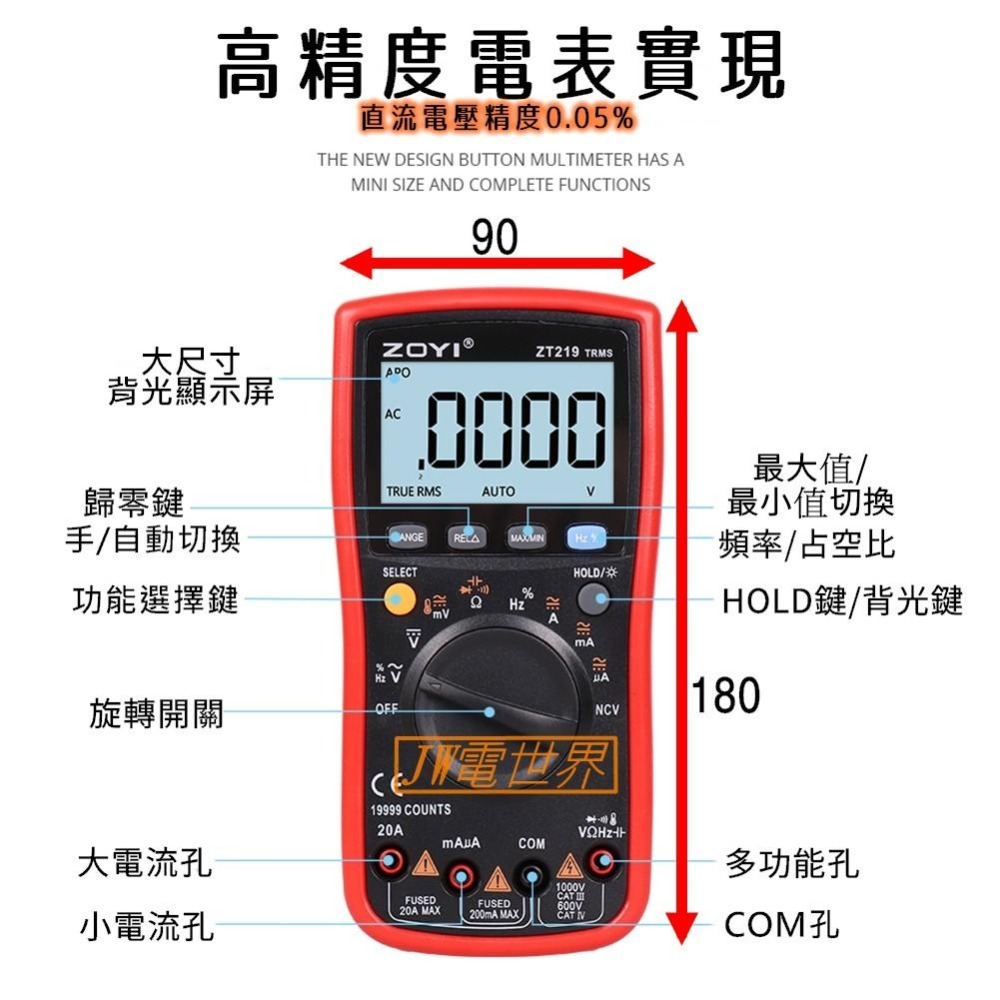 ◀電世界▶ ZT219數位電表三用電表高精度NCV感應ZOYI 台灣代理 [903-1]-細節圖2