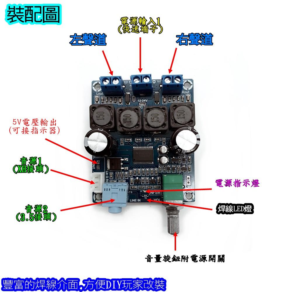 ⚡電世界⚡功放板 30W 雙聲道 12-24V 藍板[81-4]-細節圖3