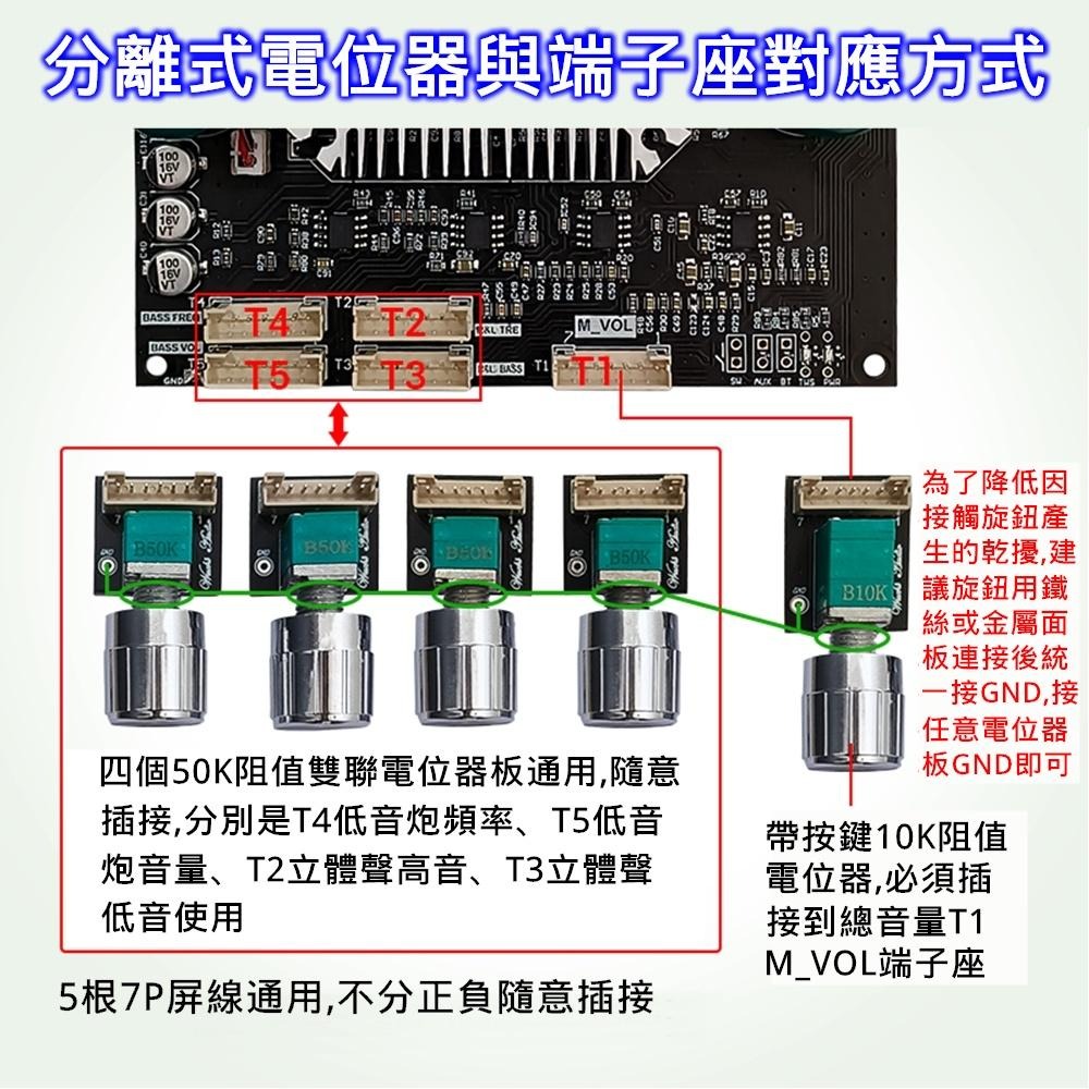 ⚡電世界⚡ ZK-HT22 引線式藍牙功放模塊 2.1聲道 低音炮 160WX2+220W (2000-1008)-細節圖4