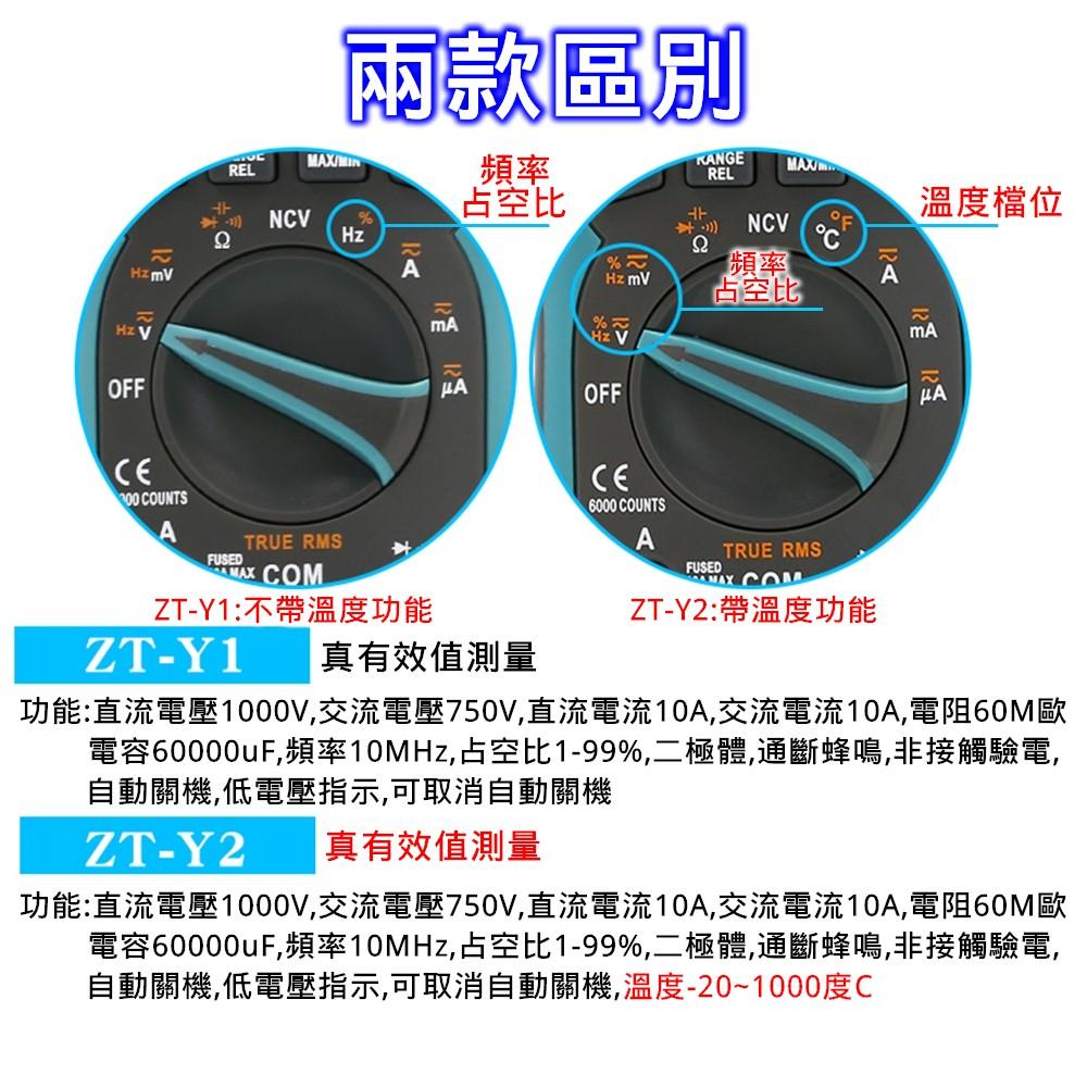 ◀電世界▶ZOYI ZT-Y1 數位電表 6000 高清背光 發光面板 VFC NCV [2000-749]-細節圖2