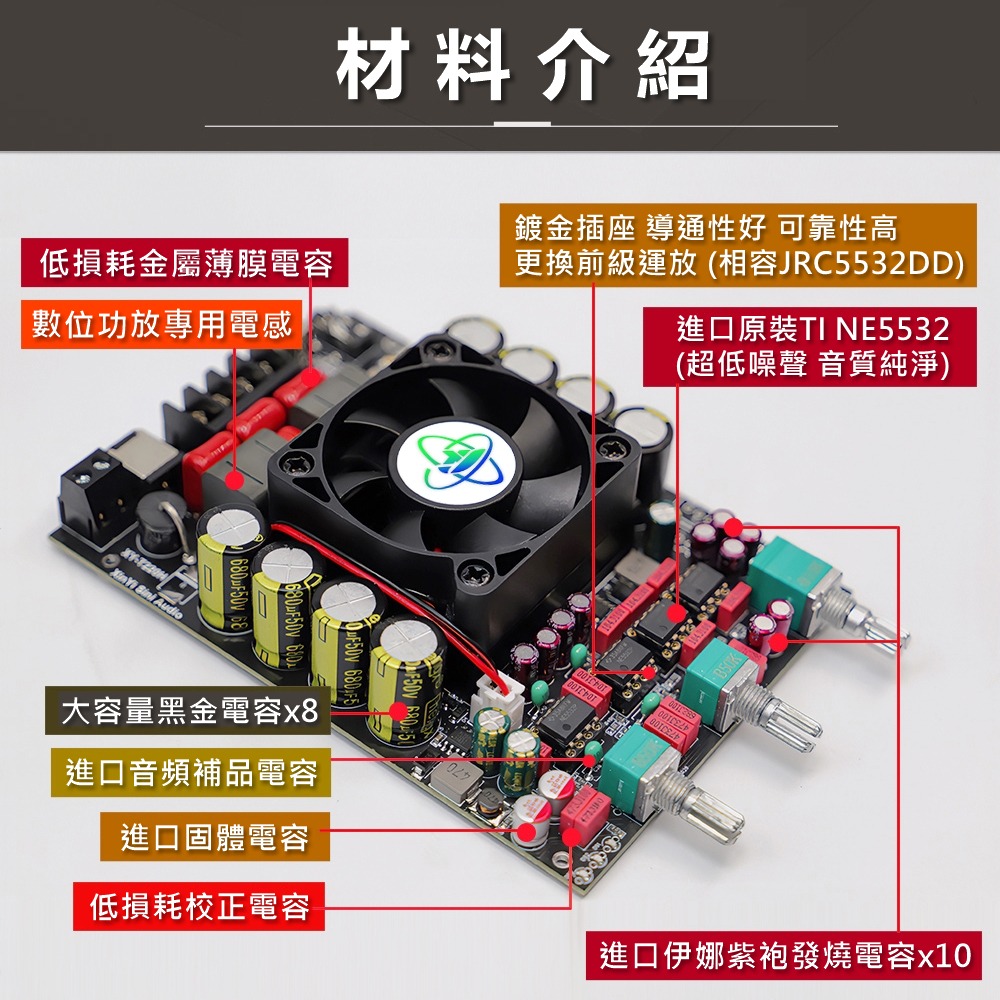 ⚡電世界⚡ XY-T220HK 音頻功放板 高低音調整 雙聲道 立體聲 TPA3251 [1516]-細節圖2
