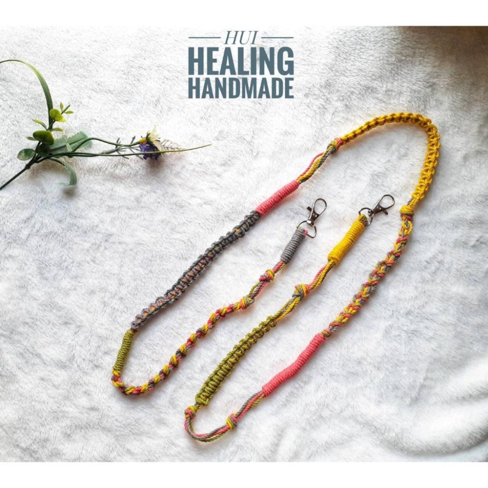 🍒惠療癒★手作 🌿 Hui HeaLing HandMade花邊結🌈彩虹手機掛繩(固定式/可調整式) 🌈-細節圖2