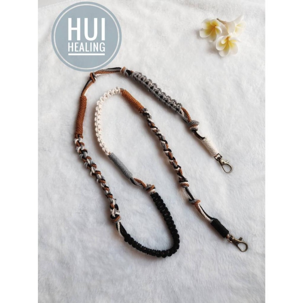 🍒惠療癒★手作 🌿 Hui HeaLing HandMade花邊結 🤎新色-焦糖瑪奇朵手機掛繩(固定式/可調整式）-細節圖2