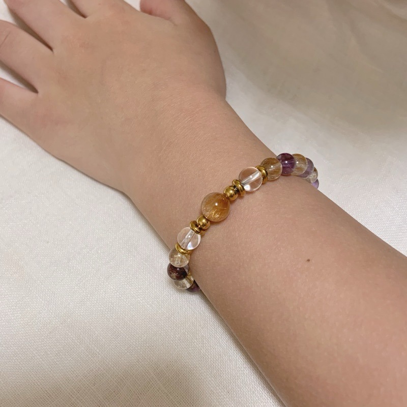 👶【兒童手圍】銅花紫影 6mm｜醫療鋼 鈦鋼 親子手鍊 兒童手鍊 水晶手鍊 母女手鍊 母子手鍊⊹SHANES絢⊹-細節圖5