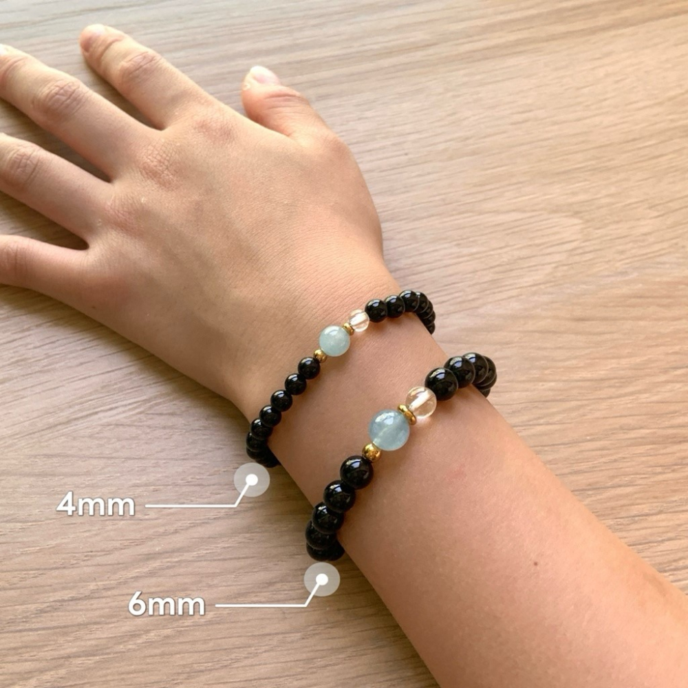 【大人手圍】守護5-7｜6mm 避邪手鍊 保平安 農曆七月 醫療鋼 兒童手鍊 水晶手鍊 黑碧璽 ⊹SHANES絢⊹-細節圖2