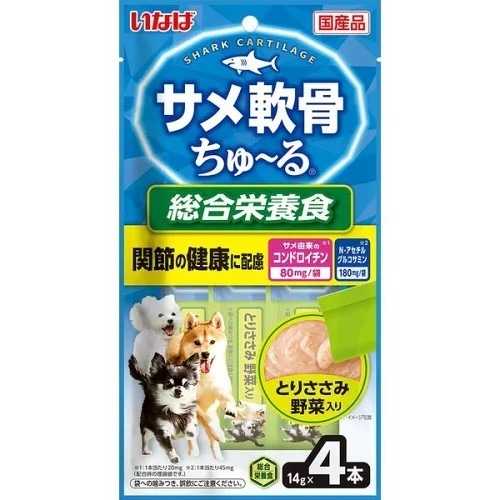 LieBaoの舖🐶犬零食🐶日本 INABA 犬用綜合營養保健鯊魚軟骨肉泥 14g/4入🍭 犬零食 犬點心 犬用肉泥-細節圖4