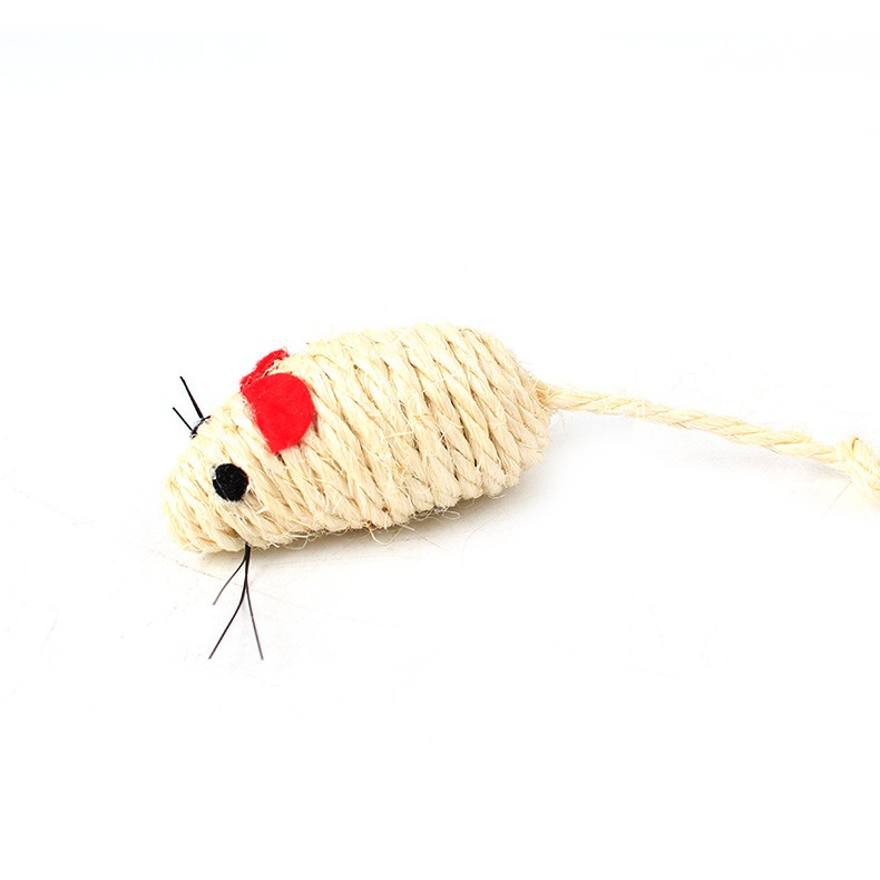 LieBaoの舖🐱貓玩具🐱劍麻羽毛小老鼠貓玩具😻寵物玩具 貓玩具帶羽毛🆕️磨牙 堅固 可磨抓貓咪玩具 顏色隨機-細節圖9
