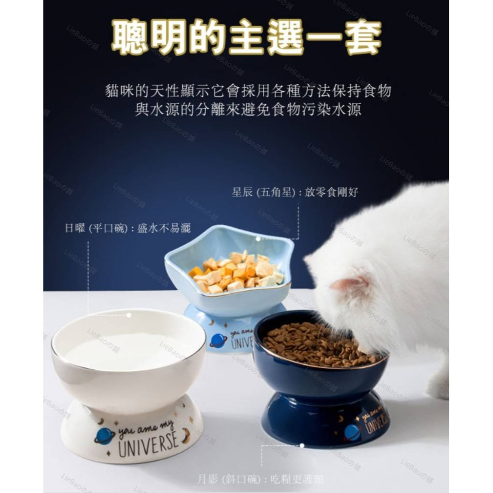 LieBaoの舖🐱寵物用品🐱犬貓陶瓷星球系列高腳碗架🎉寵物陶瓷碗✨貓碗架✨貓咪飼料碗✨犬貓用品✨犬貓護頸碗✨貓碗架-細節圖2
