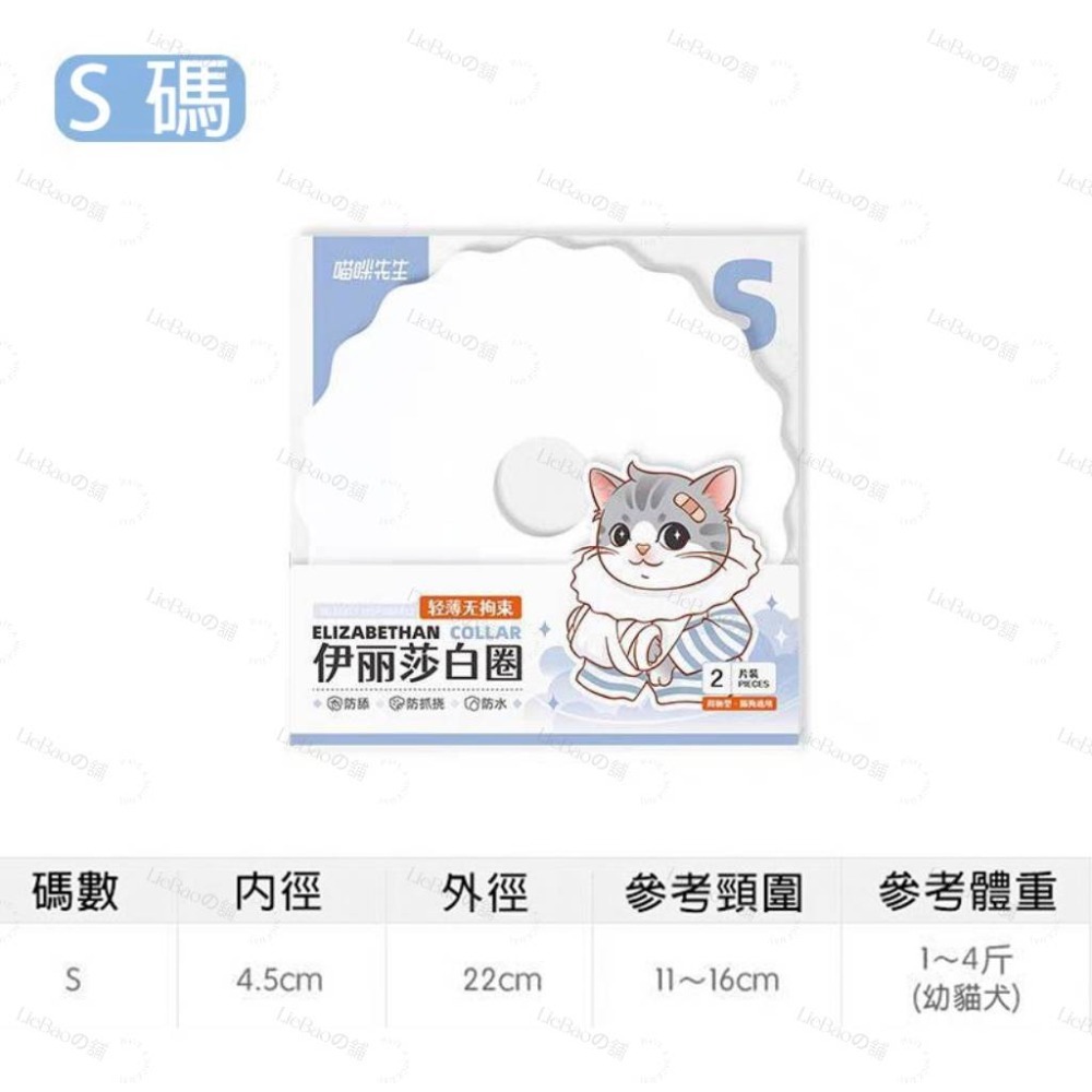 LieBaoの舖🐱寵物用品🐱寵物伊莉莎白防舔防水貓咪脖圍頭圈⭐伊莉莎白⭐升級版⭐2片奘⭐伊莉莎白⭐犬貓 防舔頭套🐱-規格圖9