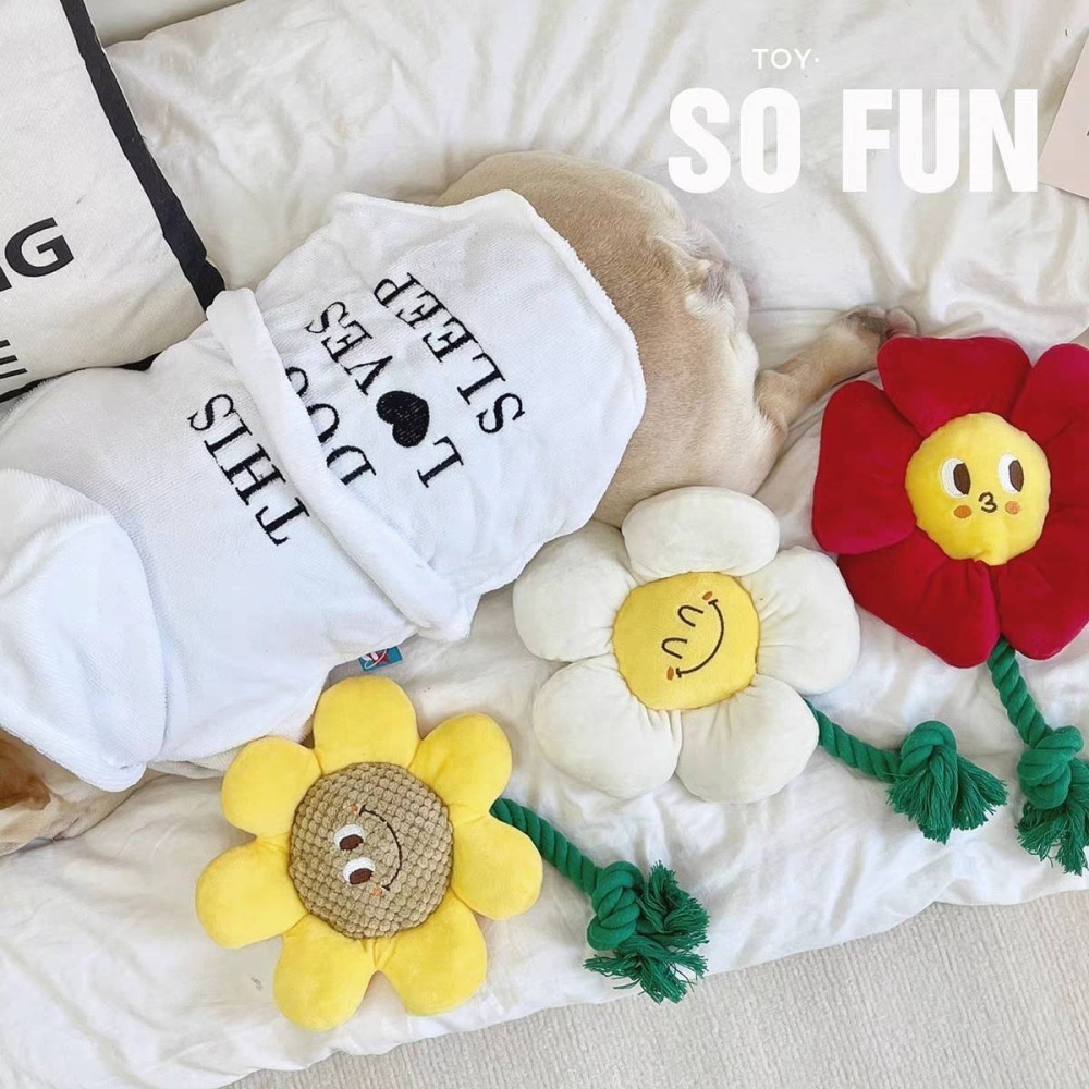LieBaoの舖🐶寵物玩具🐶笑臉花耐咬磨牙潔齒棉繩發聲狗狗毛絨玩具🎊寵物拔河玩具🍗寵物耐咬玩具🎊狗狗毛絨玩具-細節圖3