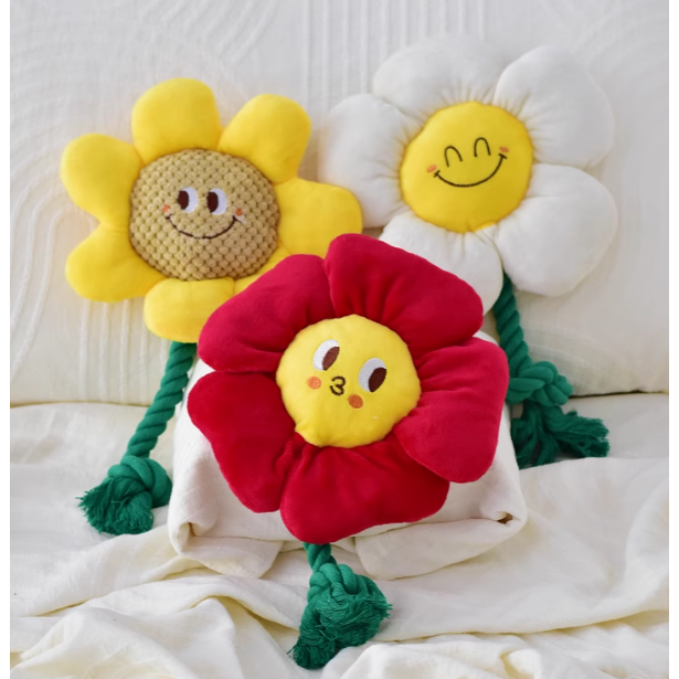 LieBaoの舖🐶寵物玩具🐶笑臉花耐咬磨牙潔齒棉繩發聲狗狗毛絨玩具🎊寵物拔河玩具🍗寵物耐咬玩具🎊狗狗毛絨玩具-細節圖4