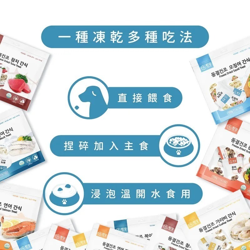LieBaoの舖🐱犬貓凍乾🐶韓國 漢江極鮮凍乾 犬貓零食150g💕貓零食🐠魷魚🐠鱈魚🐠鮭魚🐠犬貓凍乾💕-細節圖4