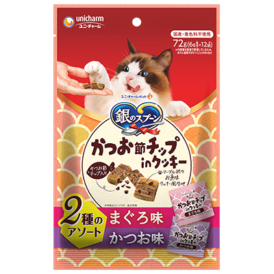 LieBaoの舖🐱貓咪餅乾🐱銀湯匙 unicharm 綜合海鮮2種拼盤口味系列 貓餅乾72g🐾貓餡餅🐾貓點心-規格圖9
