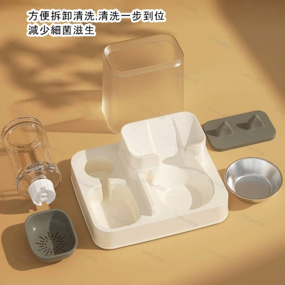 LieBaoの舖🐱台灣現貨🐶加大容量寵物食盆一體式陶瓷飲水雙碗犬貓自動餵食器🎨餵食器🎊飲水器🎊水碗🎊寵物飼料-細節圖7