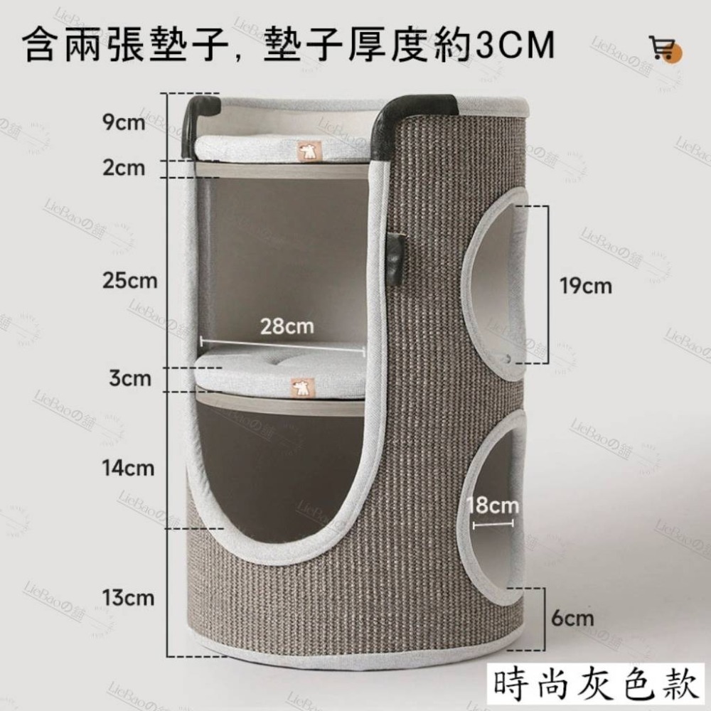 LieBaoの舖🐱寵物用品🐱新型新式貓窩爬架一體家用雙層劍麻貓抓桶🎉棉麻質感貓窩 貓抓耐磨不掉屑🎉四季通用🎉-規格圖9