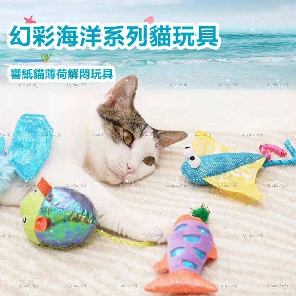 LieBaoの舖🐱台灣現貨🐱貓薄荷幻彩變色響紙海洋魚逗貓磨牙玩具🌱磨牙潔齒玩具🎨貓咪紓壓🎨自嗨解悶🎨貓玩具-細節圖3