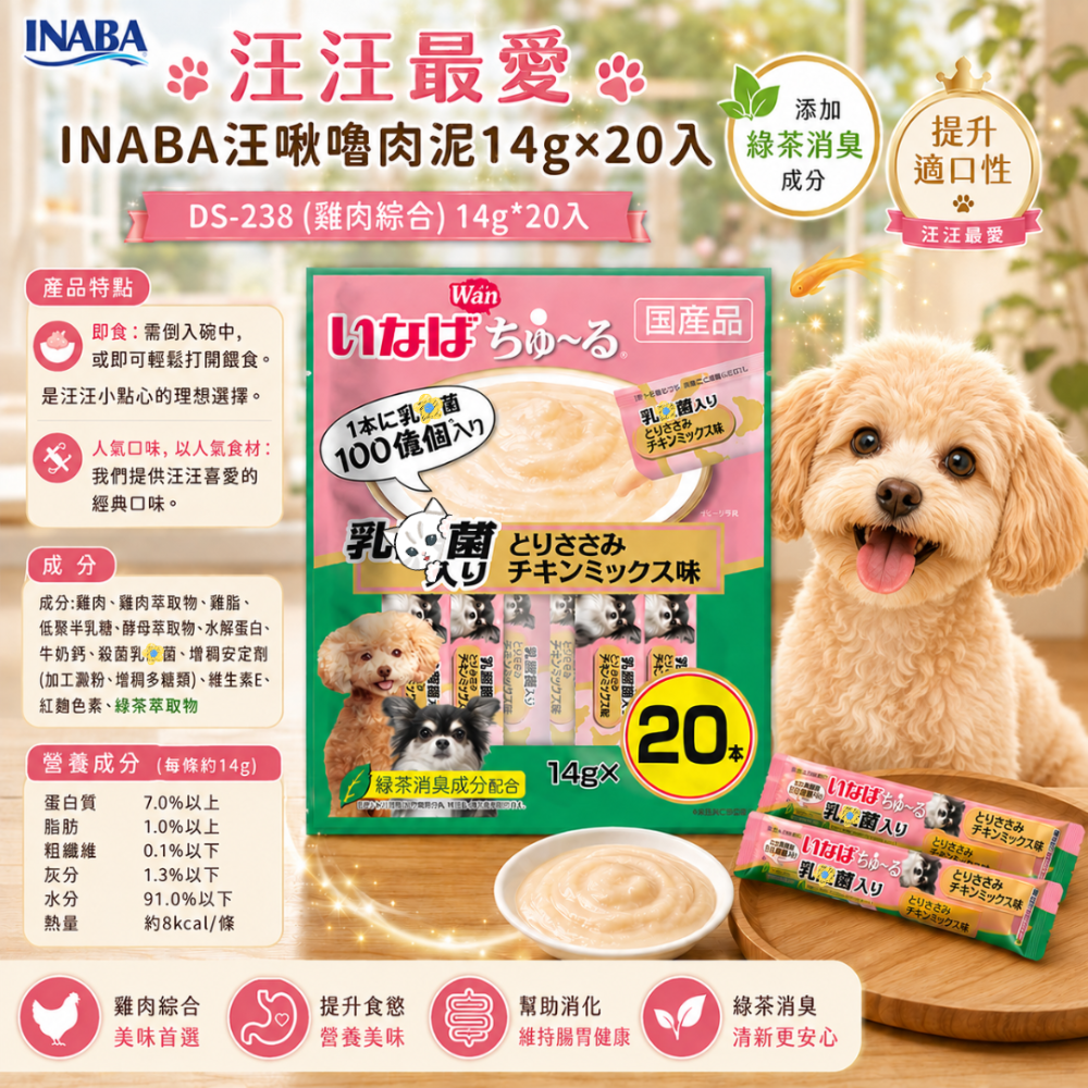 LieBaoの舖🐶犬肉泥🐶日本 INABA汪啾嚕肉泥14g×20入🍰綜合銀養食系列💖多款口味肉泥🍰狗肉泥條💖-規格圖10