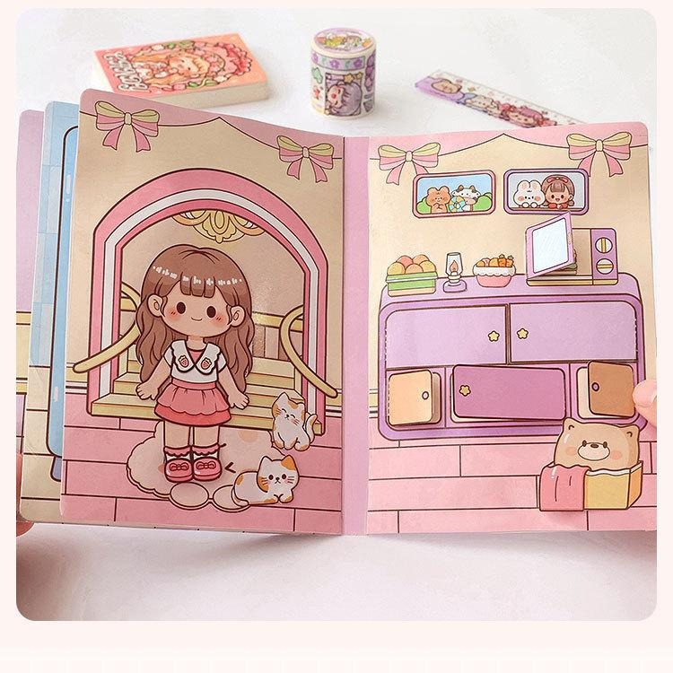 起司家🧀台灣現貨 提拉多 多多醬 捏捏樂安靜書 場景書 貼紙書 場景拼貼 拼貼素材 立體貼紙書 手帳素材 diy材料-細節圖9