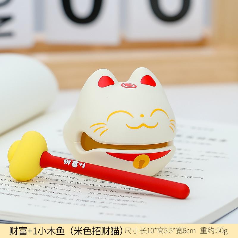 起司家🧀台灣現貨 發財貓小木魚 小木魚 解壓木魚 功德木魚 木魚玩具 木魚功德 辦公室小物 紓壓小物 生日禮物 交換禮物-細節圖5