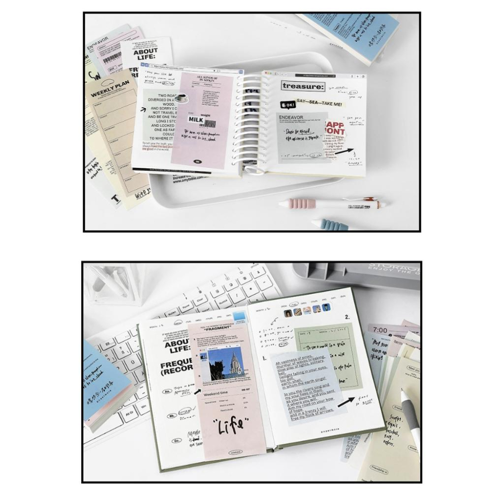 起司家🧀台灣現貨 PaperMore 日常想念 INS 便簽本 便籤 素材紙 鹽系 韓系拼貼 打底紙 手帳拼貼 手帳素材-細節圖7