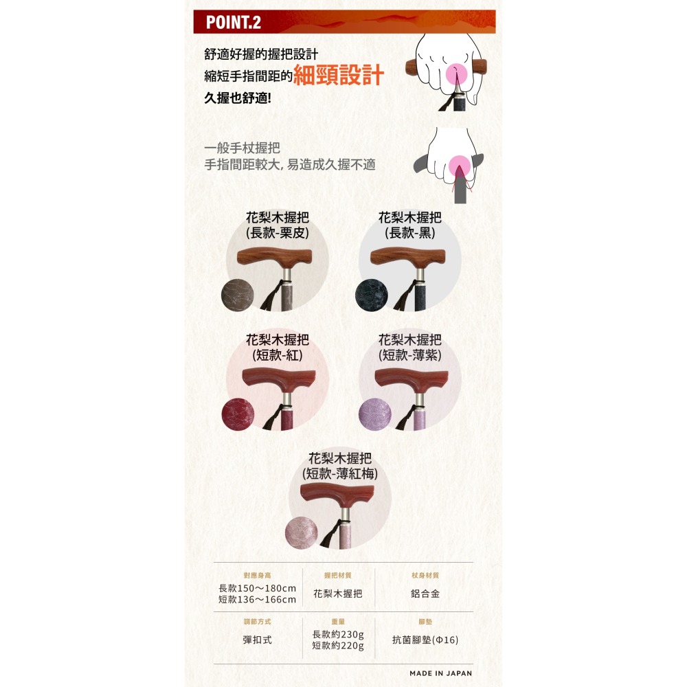 SINANO和紙伸縮手杖-細節圖3