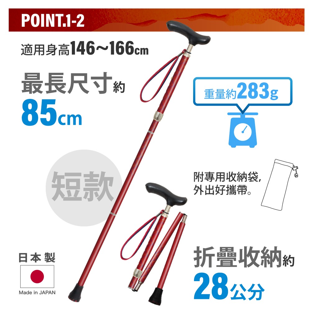 SINANO 日本製新傳統折疊手杖-細節圖2
