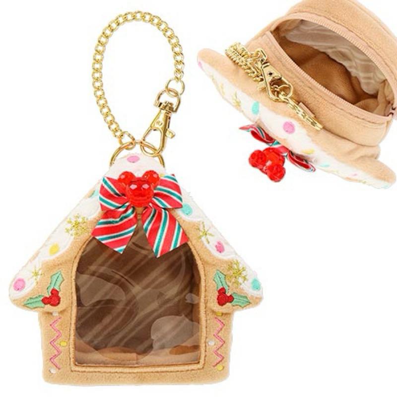 《現貨》2024日本迪士尼 聖誕限定 米奇小精靈 米奇聖誕花圈收納包 薑餅屋 白色禮物盒 米奇米妮吊飾 零錢包 手提包-細節圖4