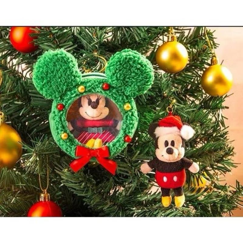 《現貨》2024日本迪士尼 聖誕限定 米奇小精靈 米奇聖誕花圈收納包 薑餅屋 白色禮物盒 米奇米妮吊飾 零錢包 手提包-細節圖7