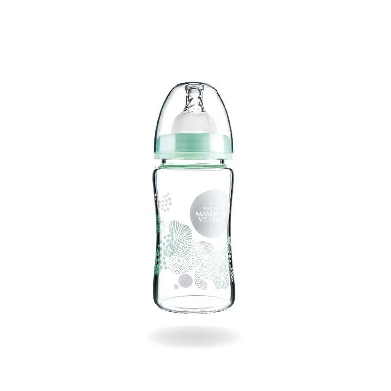 《現貨》【Mammy Village 六甲村】沐光朵朵輕量寬口玻璃奶瓶／新生兒適用 240ml-細節圖3