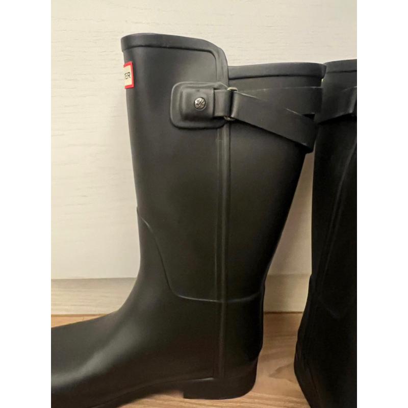 《現貨》正版 Hunter Refined 霧面長靴 經典款 高筒雨鞋 雨靴 靴子 黑色39號-細節圖2