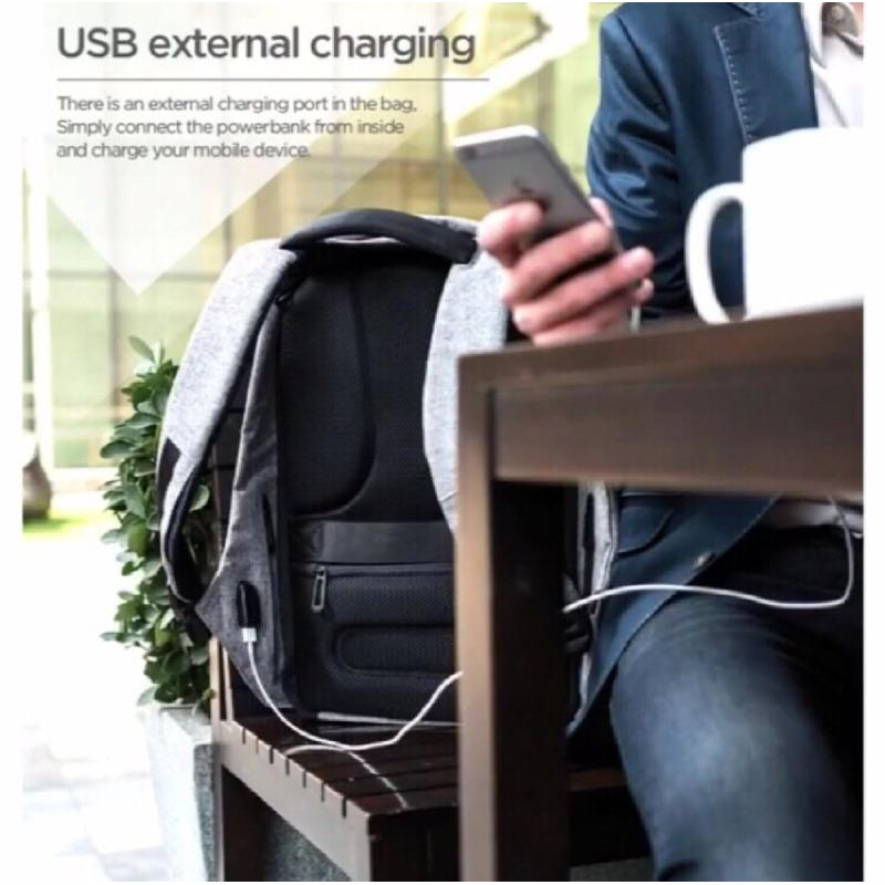 蒙馬特城市安全防盜背包(灰色）-細節圖5