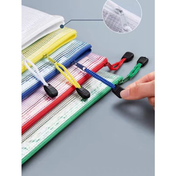 🔥快速出貨🔥現貨有發票a4文件袋透明塑料網格袋軟格袋學生用拉鏈袋a4試卷收納夾資料檔案拉邊袋加大号加厚 愛寶我的世界-細節圖2