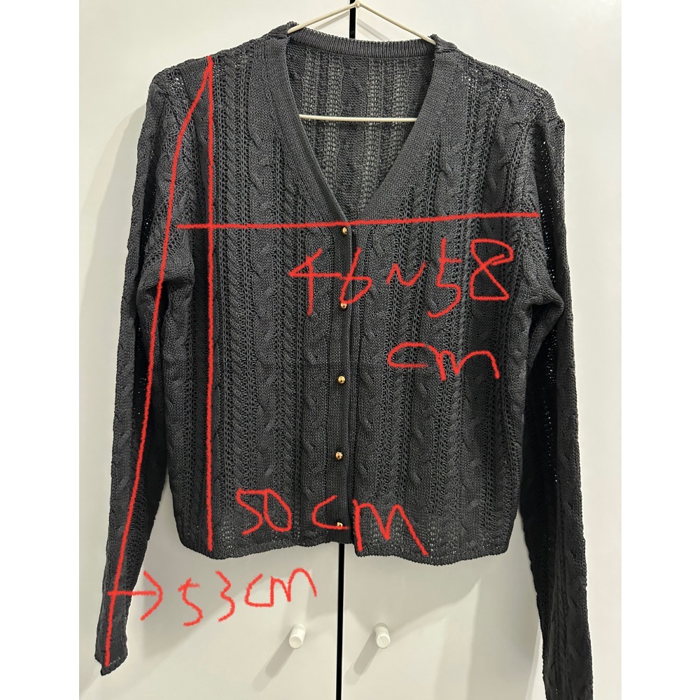 編號18 質感灰色針織上衣 針織毛衣 針織罩衫 麻花編織針織外套-細節圖2