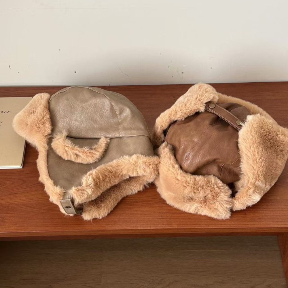 超厚實護耳帽 PU皮質加厚東北毛毛抗凍防風雷鋒帽 防寒飛行帽 防水雷鋒帽 寒流必備男女款保暖帽-細節圖3