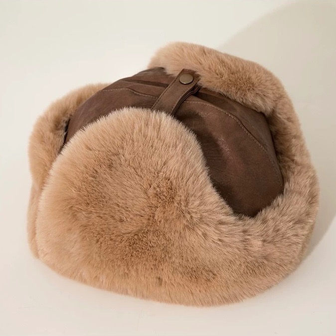 超厚實護耳帽 PU皮質加厚東北毛毛抗凍防風雷鋒帽 防寒飛行帽 防水雷鋒帽 寒流必備男女款保暖帽-細節圖7