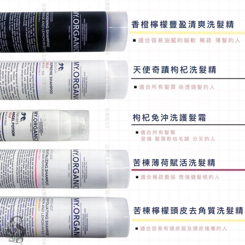 7款 名人推薦 義大利 MY. Organics 枸杞洗髮精 枸杞護髮霜 苦楝薄荷 苦楝檸檬 香橙檸檬 洗髮精 護髮乳-細節圖4