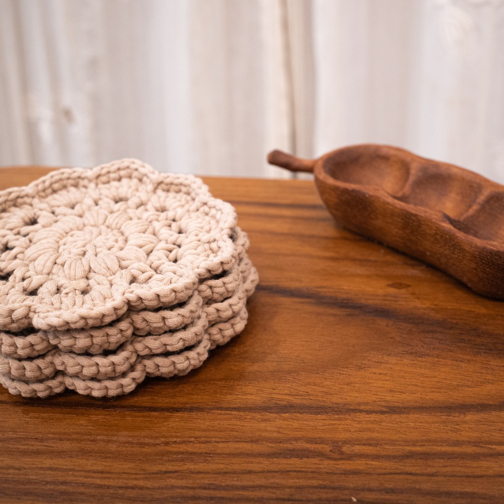 花型杯墊-卡其色-細節圖2