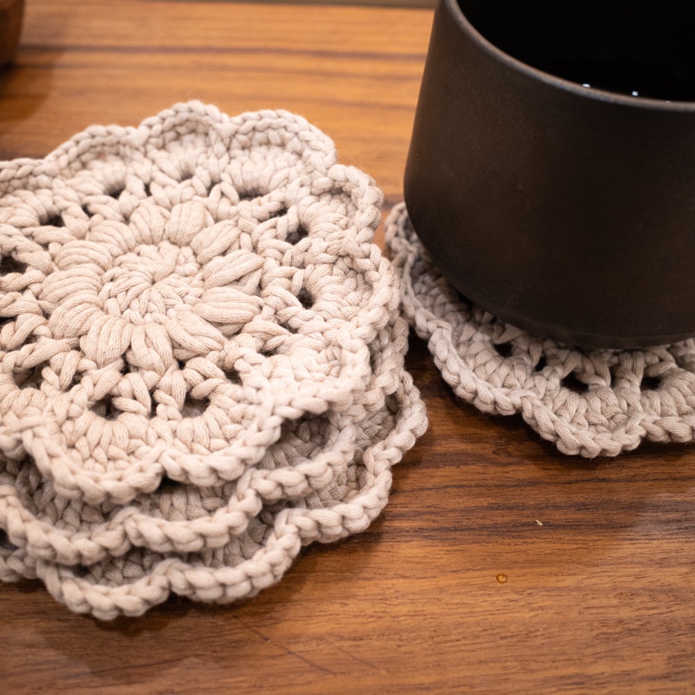 花型杯墊-卡其色-細節圖4