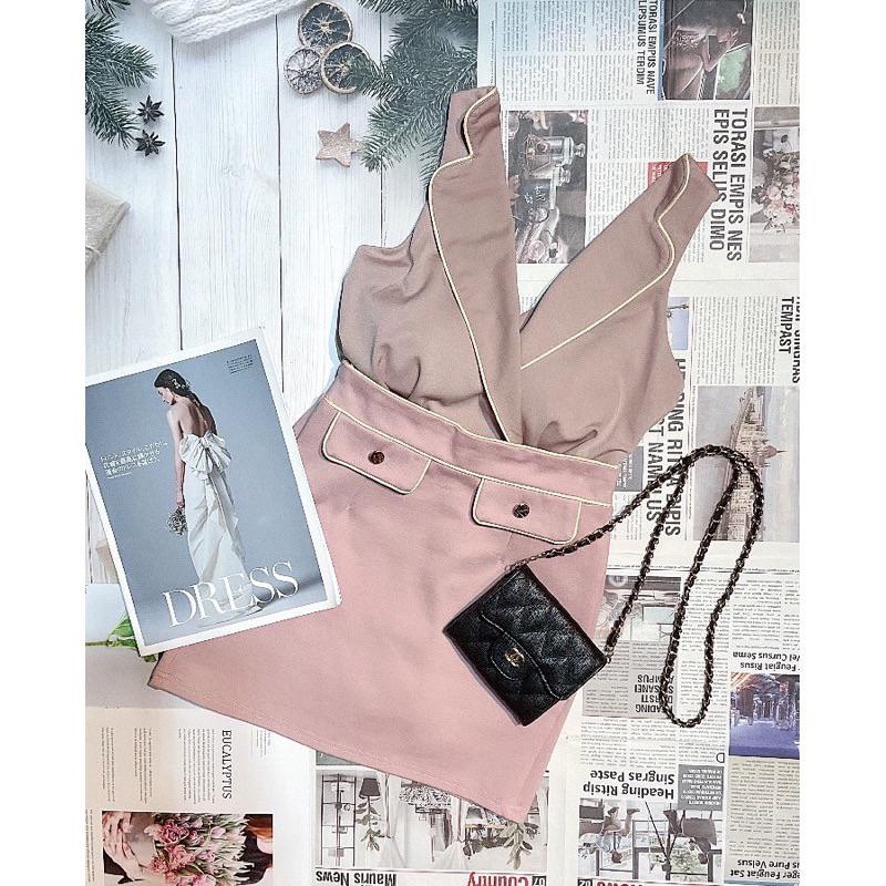 YAN女裝現貨實拍 獨家款滾邊配色翻領衣 罩杯背心 百搭 辣妹 配色-細節圖3