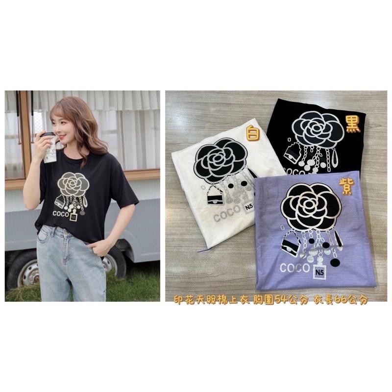 YAN台灣女裝現貨 coco山茶花t恤 百搭 素面 簡約 基本款 上衣 彩色方塊 ootd aifei-細節圖2
